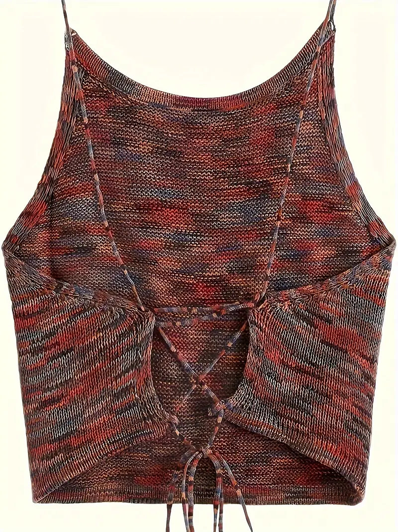 Levoire | Haut Élégant En Tricot Dos Nu Avec Bretelles Spaghetti