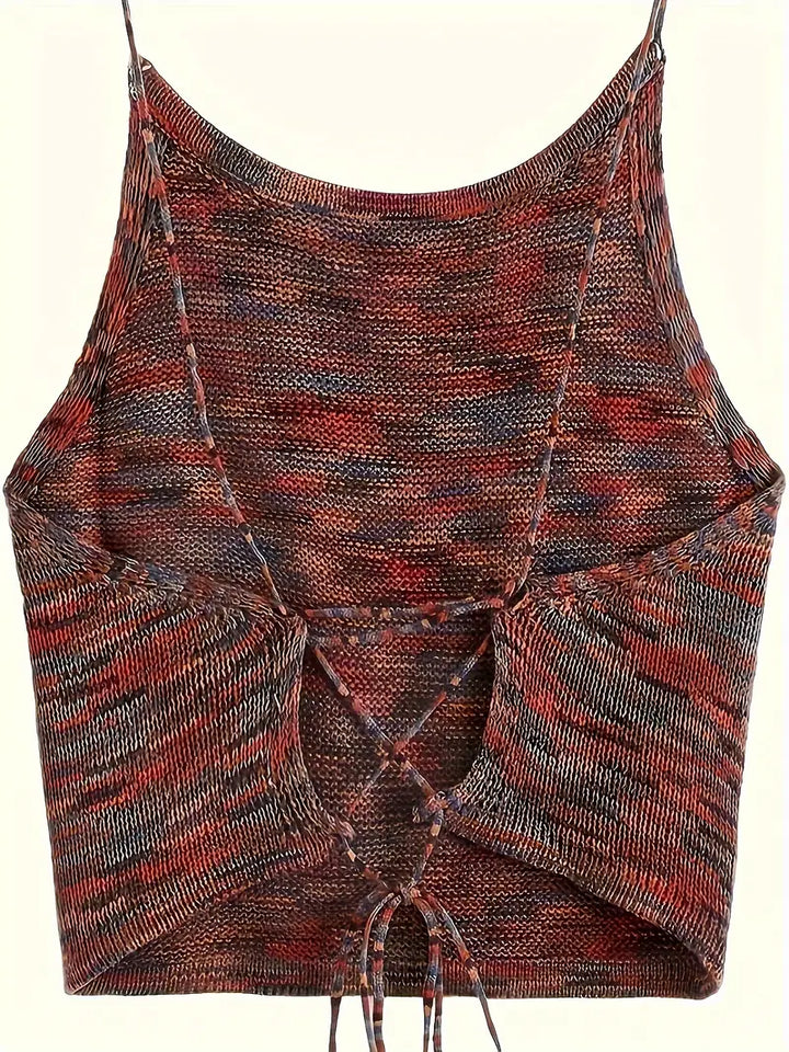 Levoire | Haut Élégant En Tricot Dos Nu Avec Bretelles Spaghetti