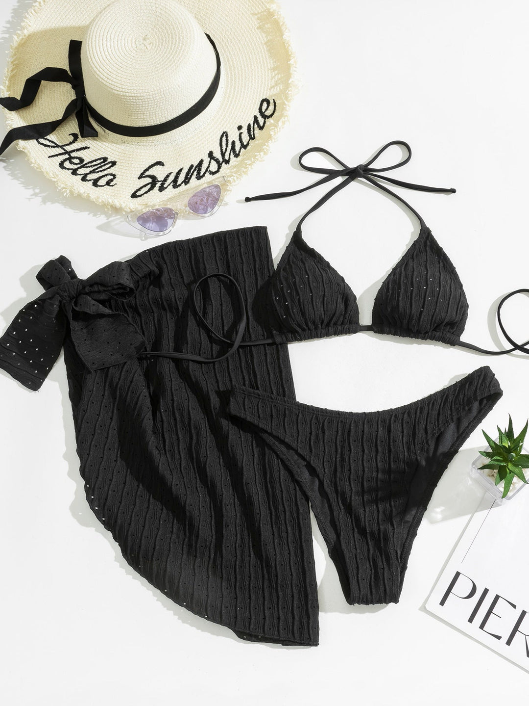 Levoire | Haut De Bikini Triangle Et Jupe (3 Pièces) Noir