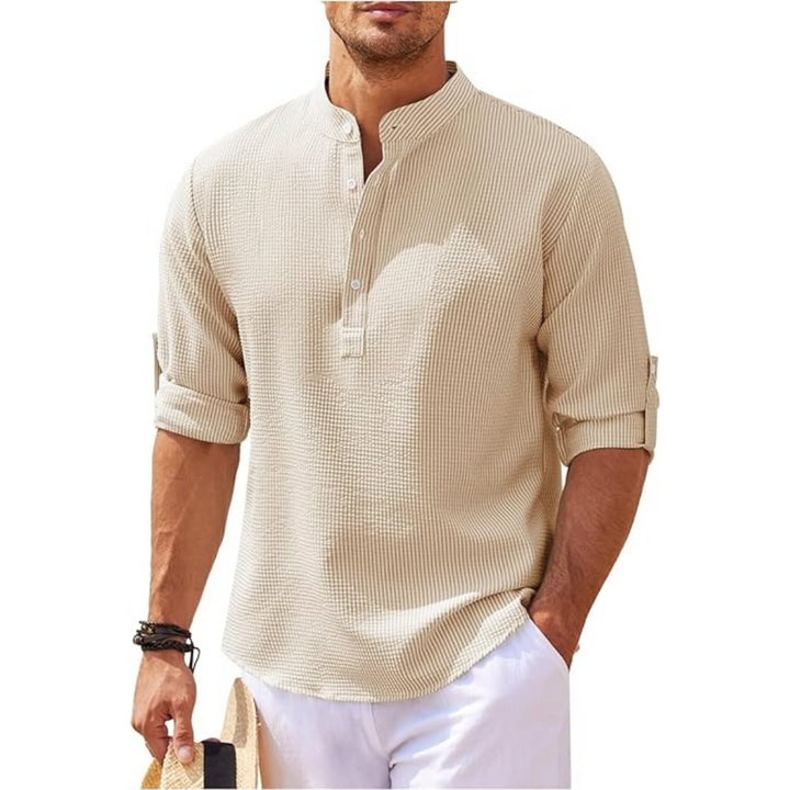 Levoire | Henley Shirt Décontracté Coupe décontractée Beige
