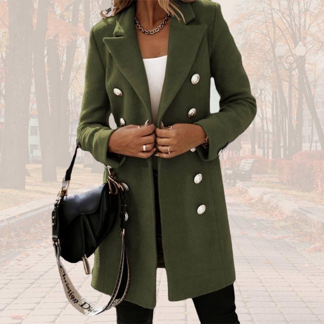 Levoire | Trench-Coat Long Élégant Au Look Avec Boutons Vert