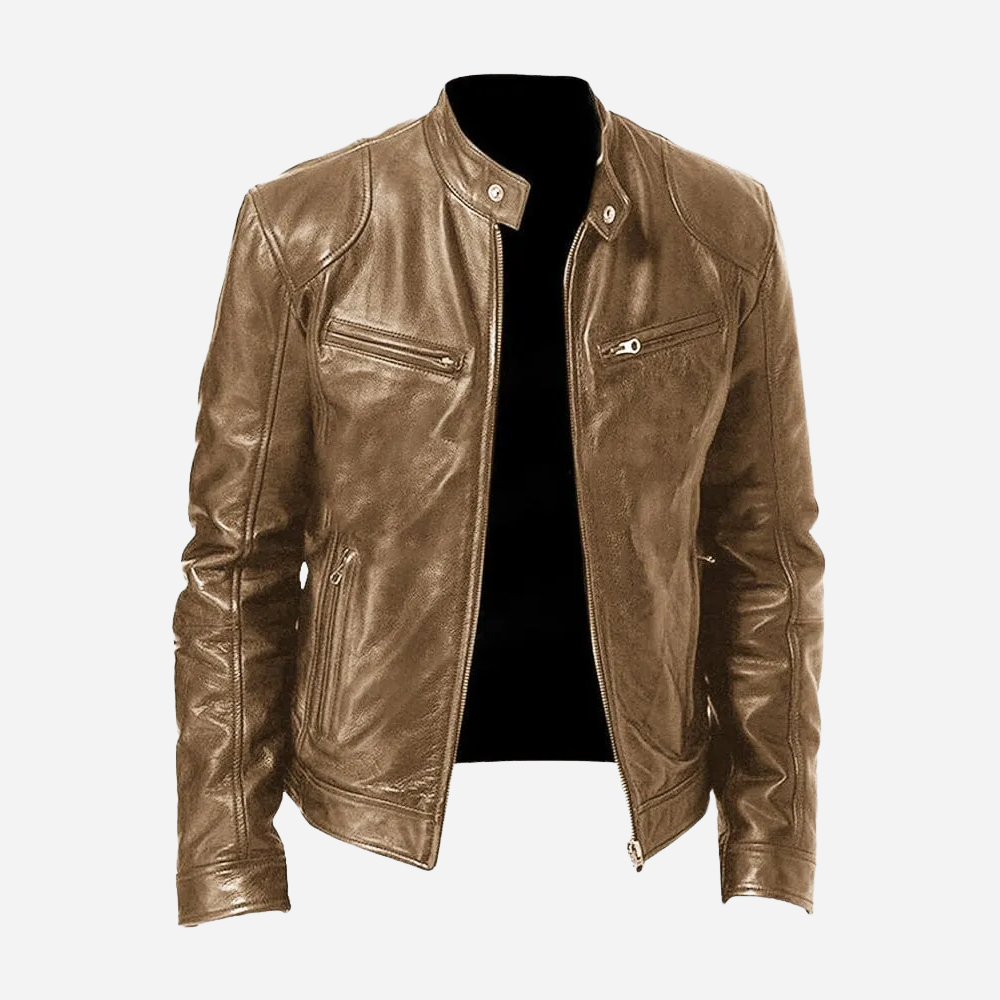 Levoire | Élégante veste en cuir chaude Khaki