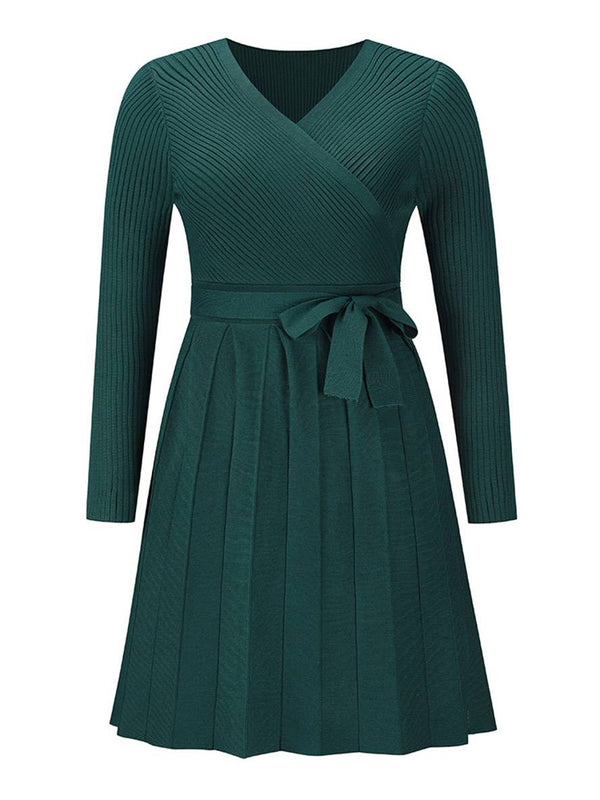 Levoire | Robe Courte À Manches Longues, Décolleté En V Et Ceinture Pour Un Look Polyvalent