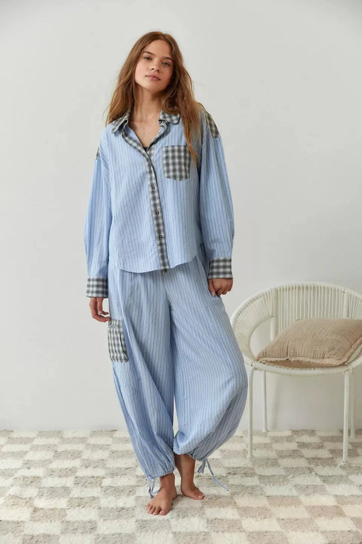 Levoire | Pyjama long avec pantalon collection Bleu