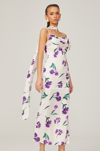 Levoire | Foulard Fleuri Design Midi Robe