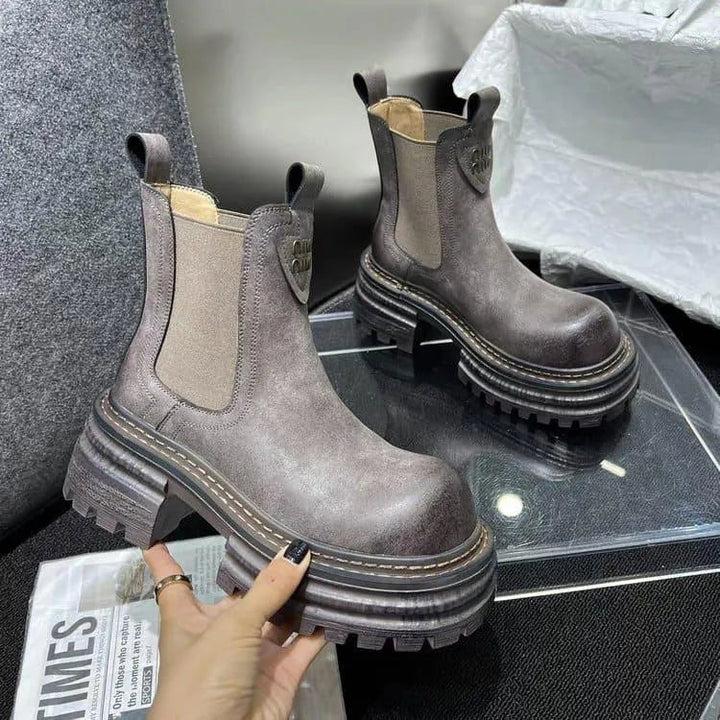 Levoire | Bottes rétro de style britannique à talon épais
