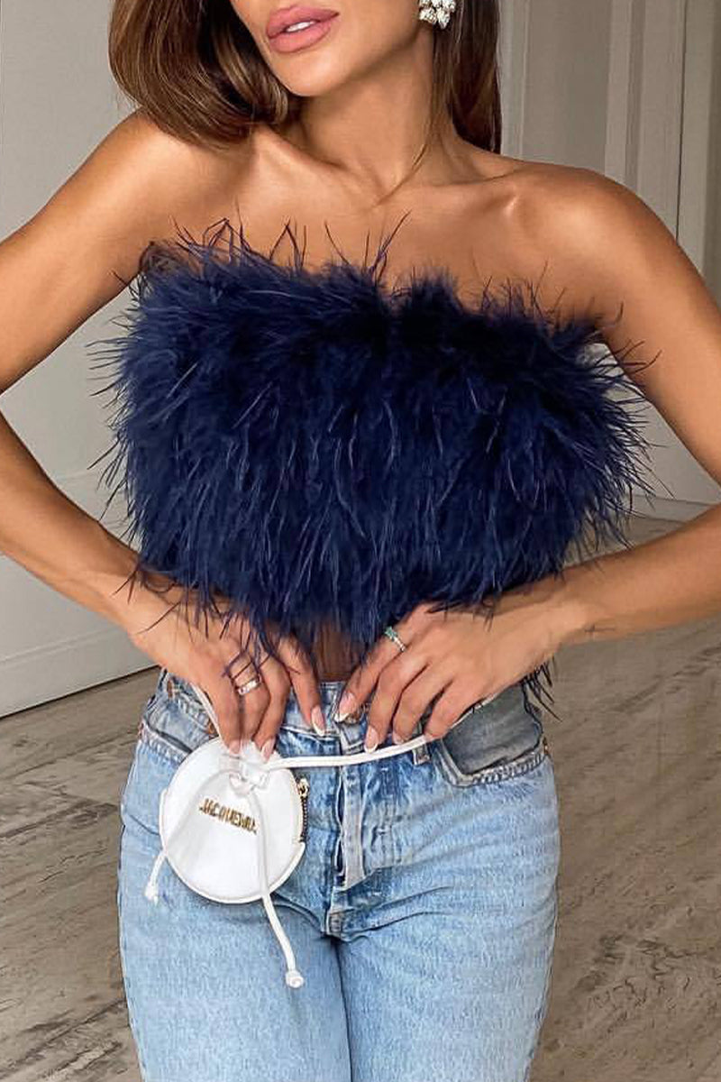 Levoire | Hauts Sans Manches Sexy Unicolores Tibet bleu