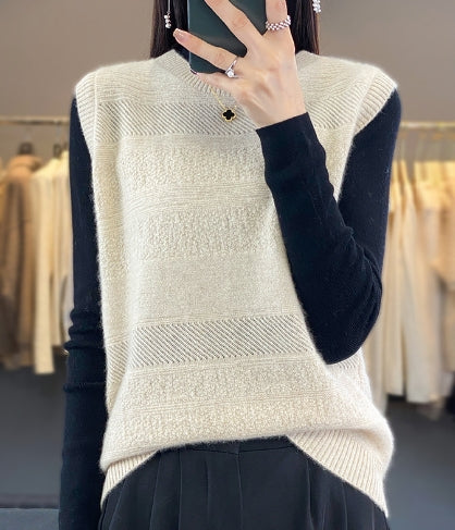 Levoire | Gris Sans Manche Pull Unicolore Beige