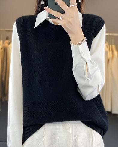 Levoire | Gris Sans Manche Pull Unicolore Noir