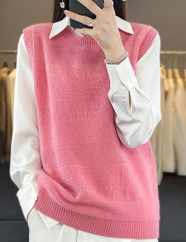 Levoire | Gris Sans Manche Pull Unicolore Rosa