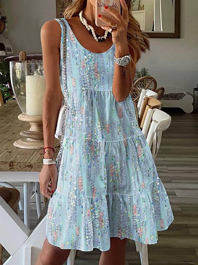 Levoire | Robe Volants Été Légère Féminine Bleu