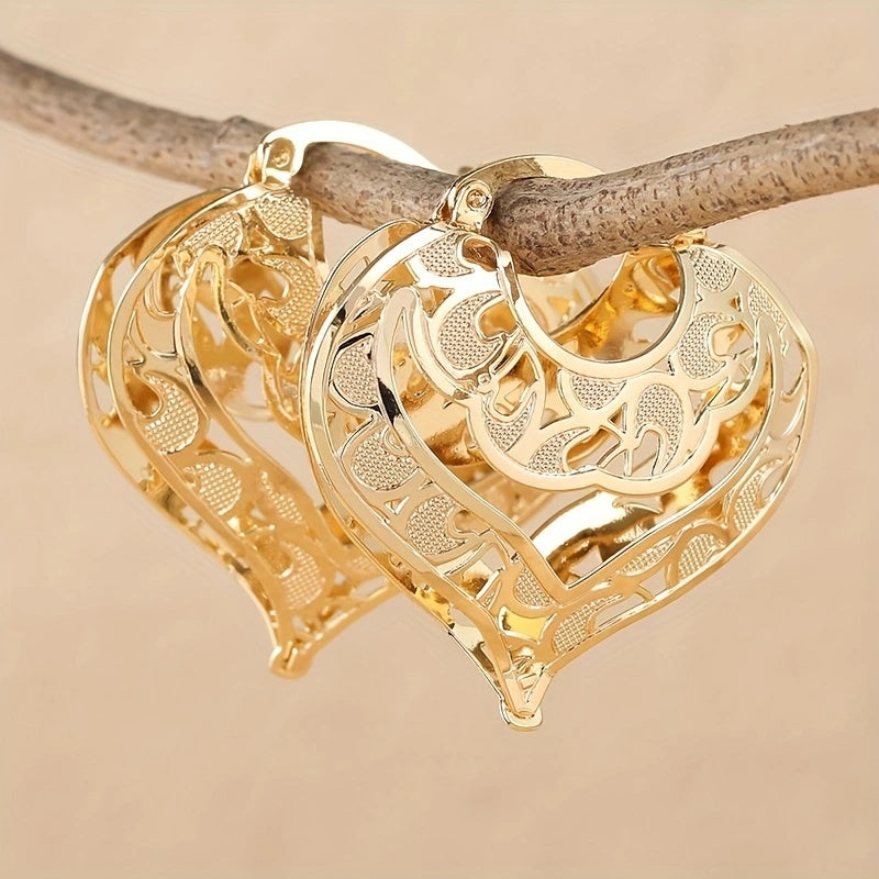 Levoire | Créoles Romantiques En Or 14 Carats En Forme De Cœur