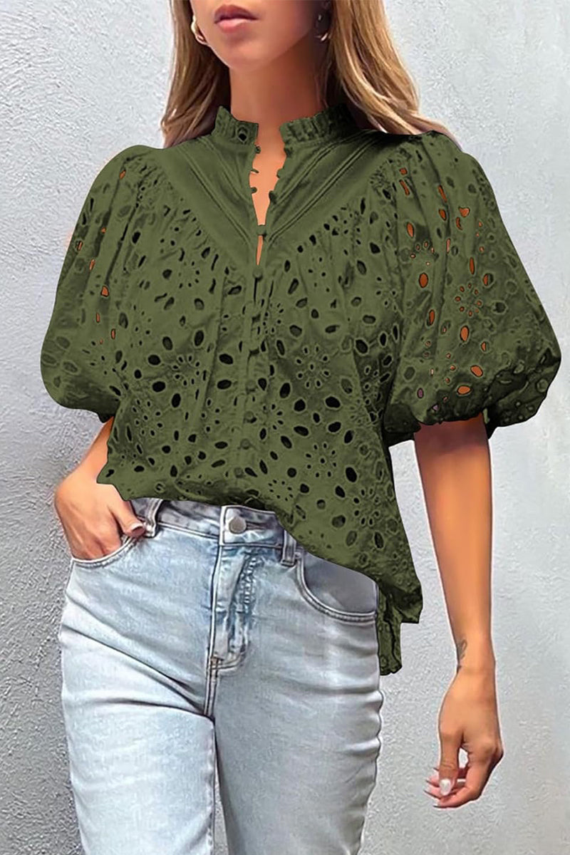 Levoire | Chemise Décontractée Unie À Col Mandarin Avec Découpes Et Boucles
