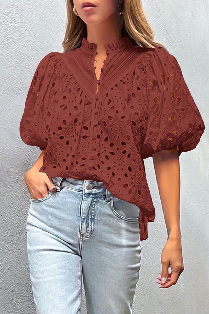 Levoire | Chemise Décontractée Unie À Col Mandarin Avec Découpes Et Boucles