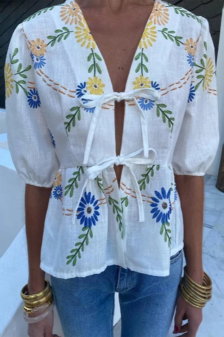 Levoire | Blouses Décontractées À Imprimé Floral En Forme De Frein À Découpe