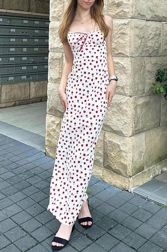 Levoire | Doux Élégant Imprimé Fleurs Dentelle Col Carré Robes Mi-Longues