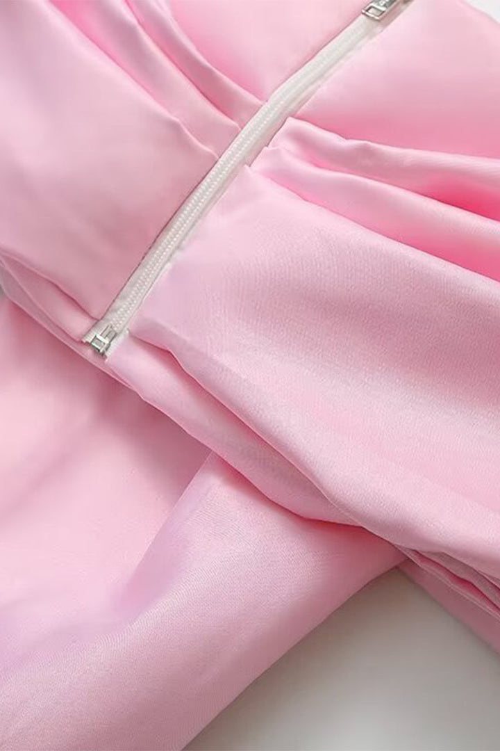 Levoire | Sweet Solid Asymmetrical Top With Bow And V-Neck