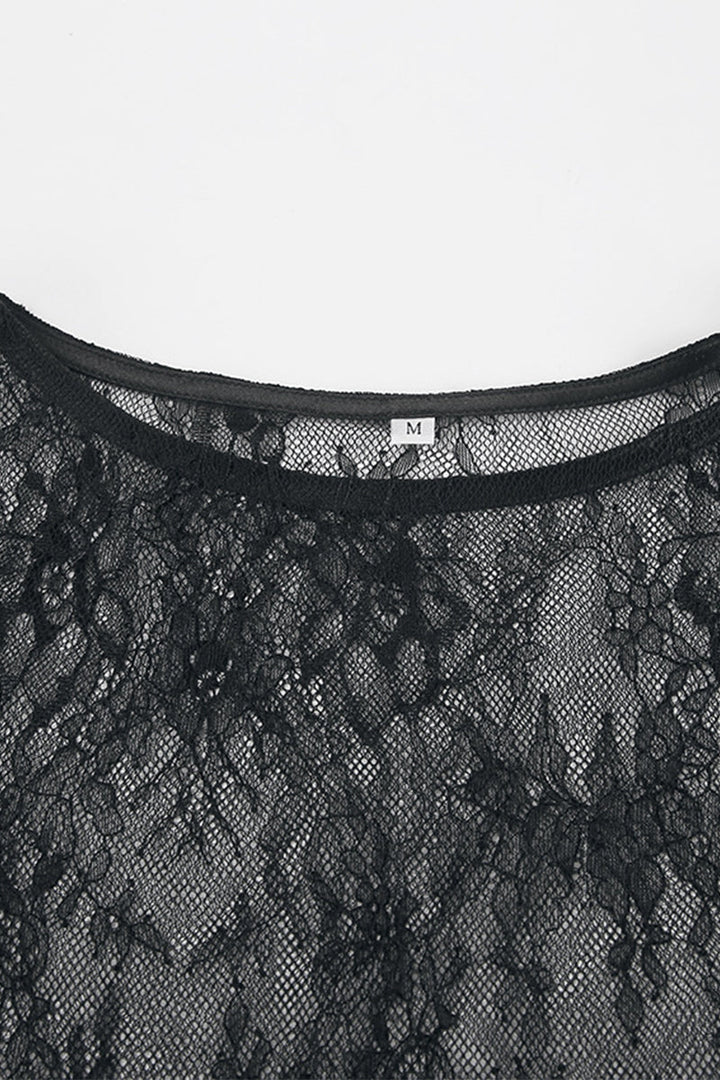 Levoire | Sexy Solide Dentelle Découpée Transparent Col Ouvert Robes Irrégulières