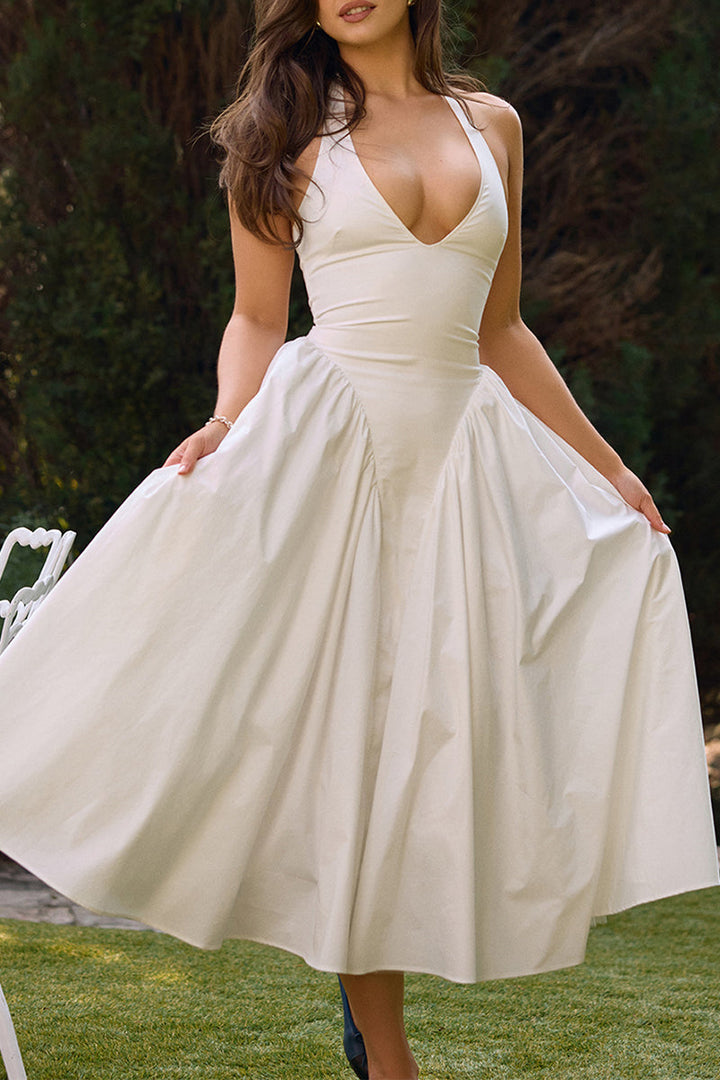 Levoire | Robe Décontractée Unie À Lacets Drapée Sans Manches Blanc
