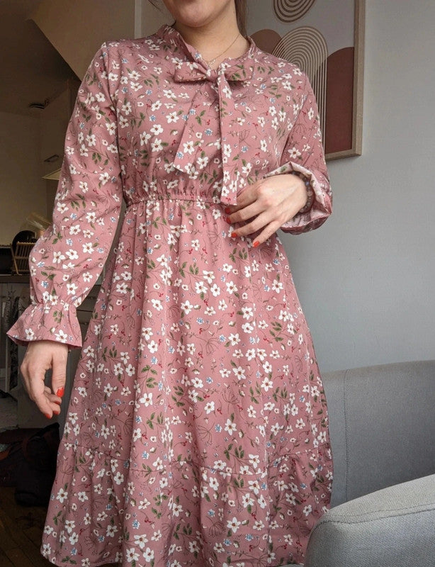 Levoire | Robe En Soie Avec Un Élégant Motif Floral Rosa