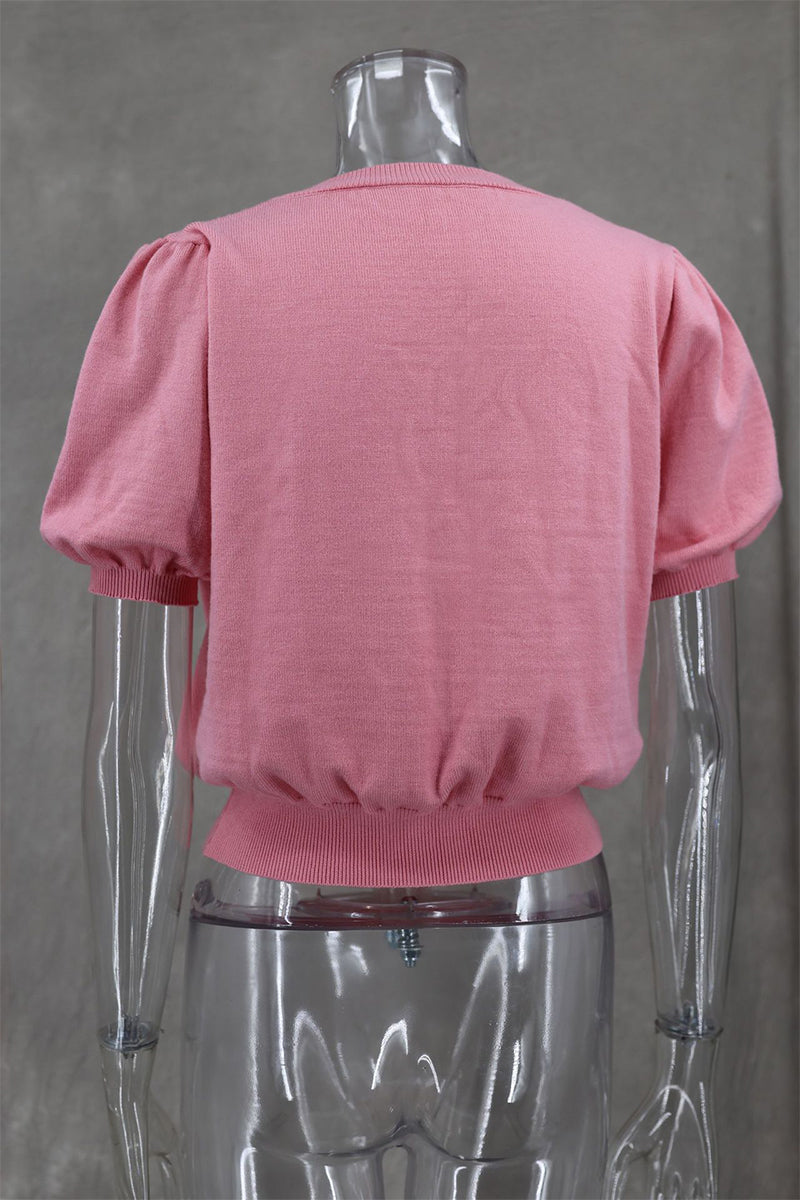 Levoire | Pull Décontracté Quotidien Uni Avec Décor En Nœud Et Décolleté En V