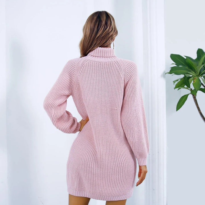 Levoire | Robe pull longue d'hiver avec col haut et bouton