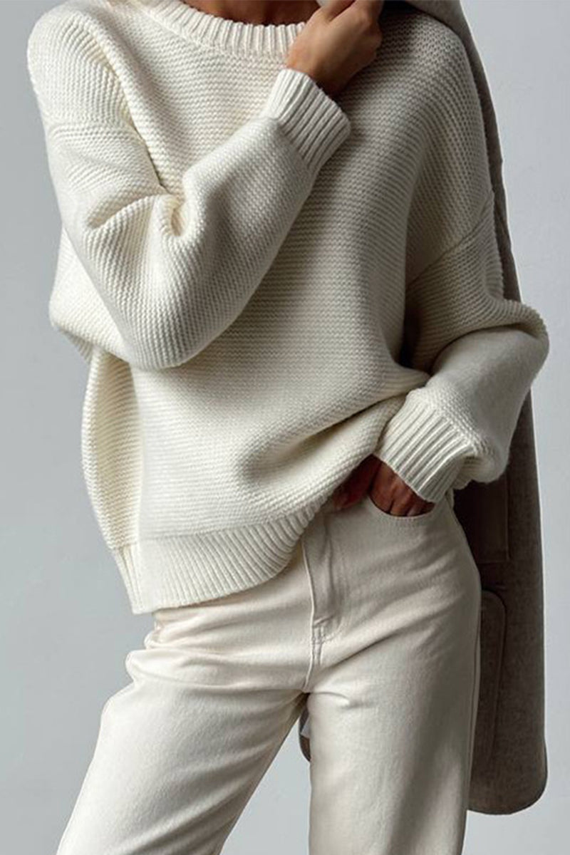 Levoire | Grande Taille Pull Avec Col Rond Dans Une Couleur De Base