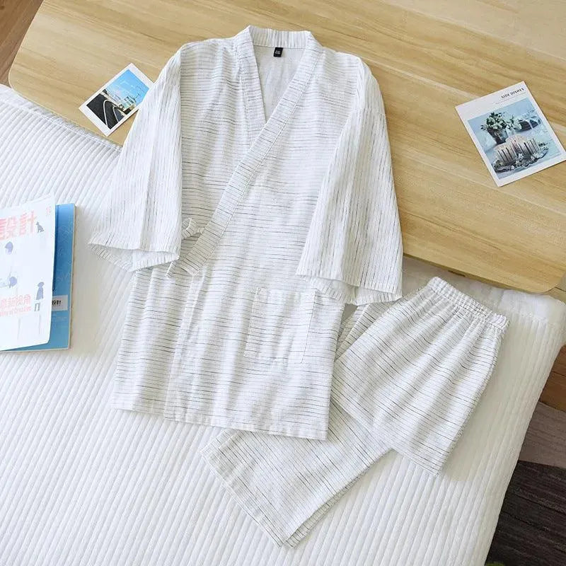 Levoire | Robe kimono rayée en coton léger