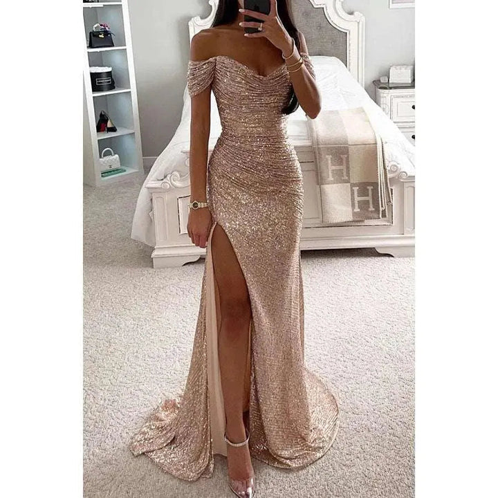 Levoire | Robe à encolure ronde avec des paillettes pour les fêtes