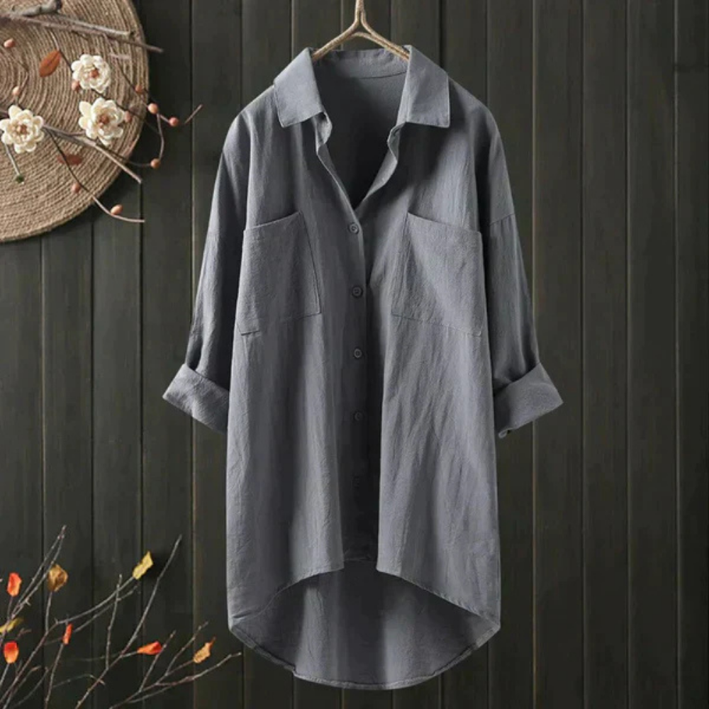 Levoire | Chemise En Lin Pour Femmes Surdimensionnée Gris