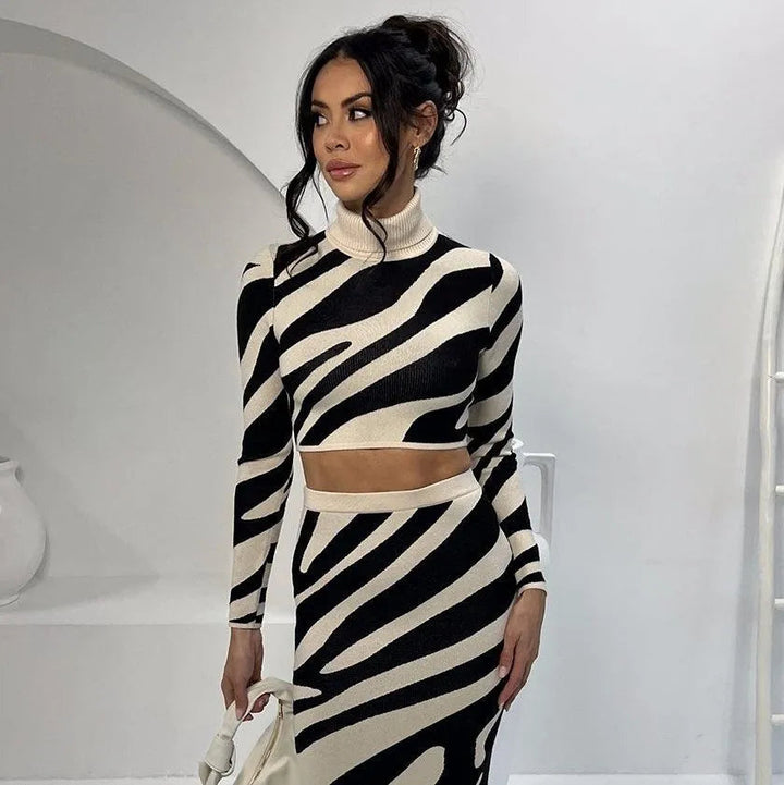 Levoire | Robe tricotée à crayon étroit et rayé