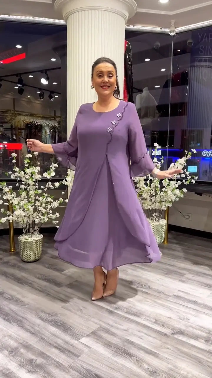 Levoire | Femmes Robe Chiffon Évasée Unie