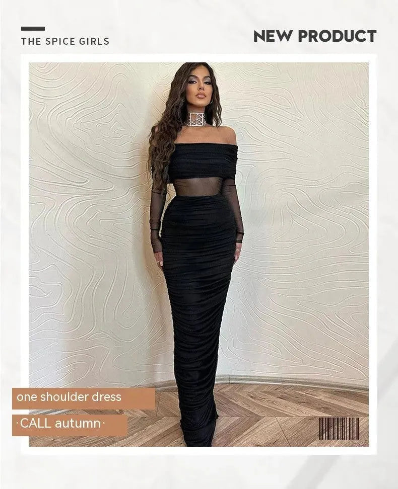 Levoire | Robe en filet noir transparente pour femmes