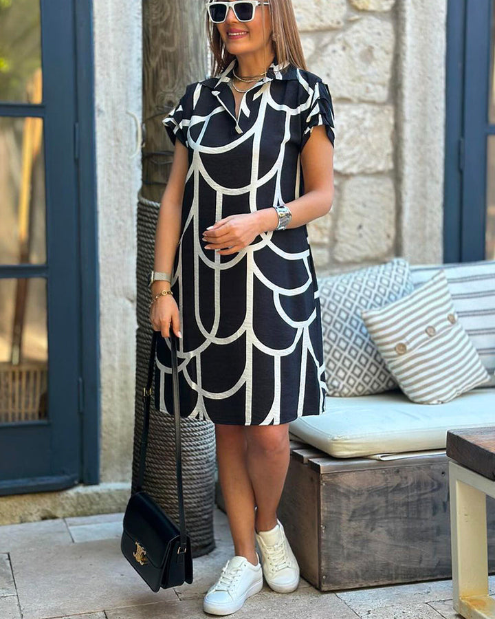 Levoire | Robe Midi Élégante À Manches Courtes Et Ligne A