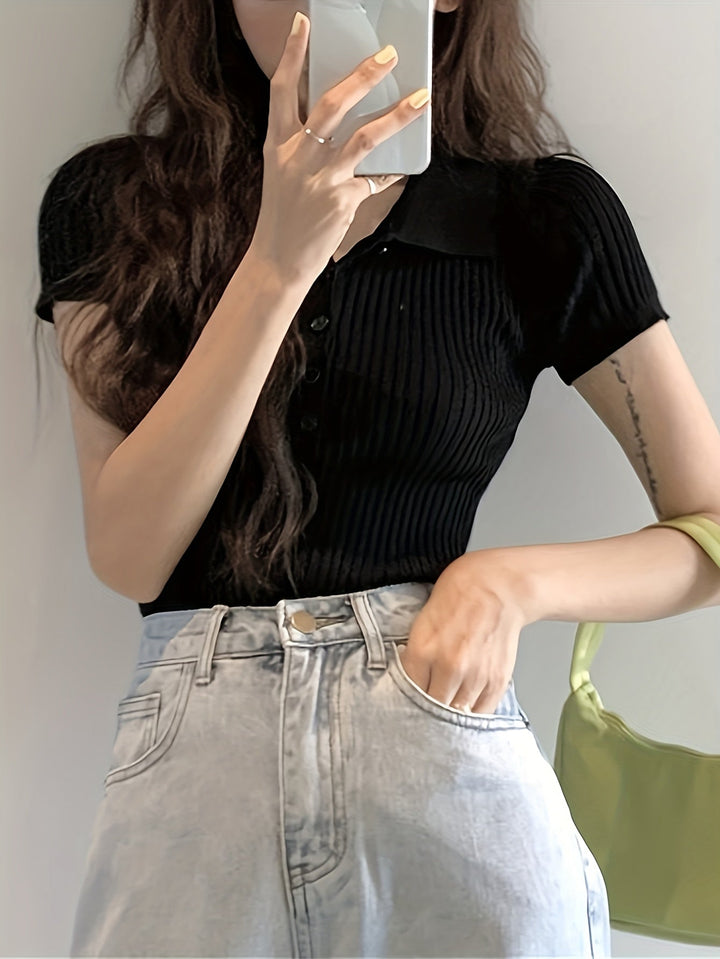 Levoire | Polo En Tricot À Détails En Matière Synthétique Pour Femmes Mia Noir