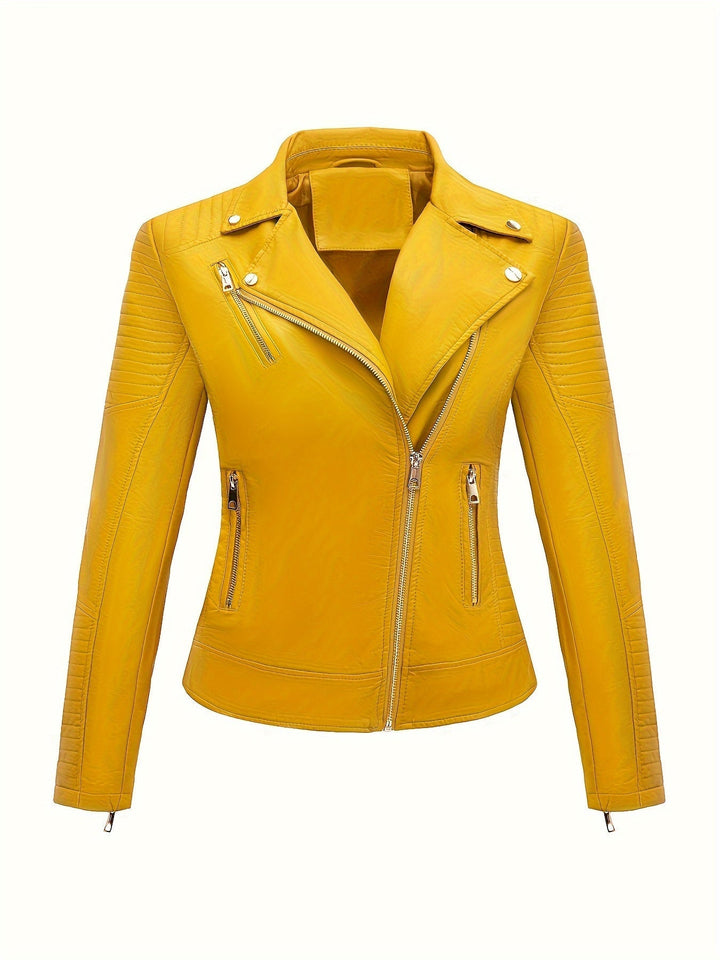 Levoire | Élégante Veste De Moto En Cuir Synthétique Avec Col Zippé