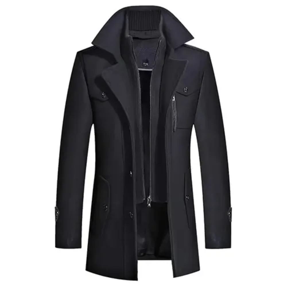 Levoire | Manteau Long Et Formel Doublé Noir