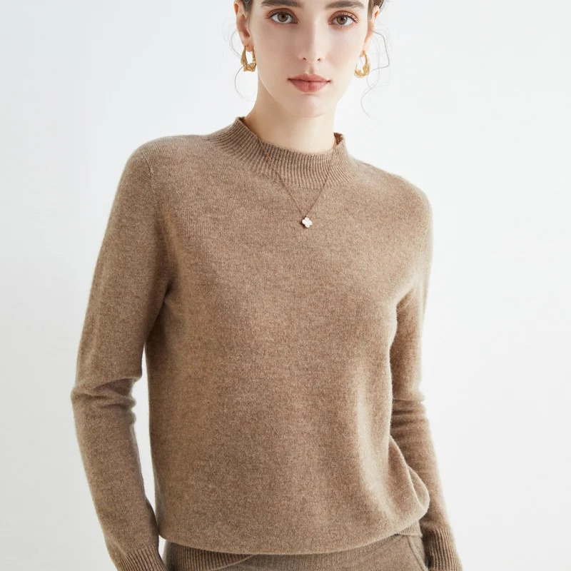 Levoire | Cachemire Gilet Femme Col Rond Doux et Léger Pull Braun