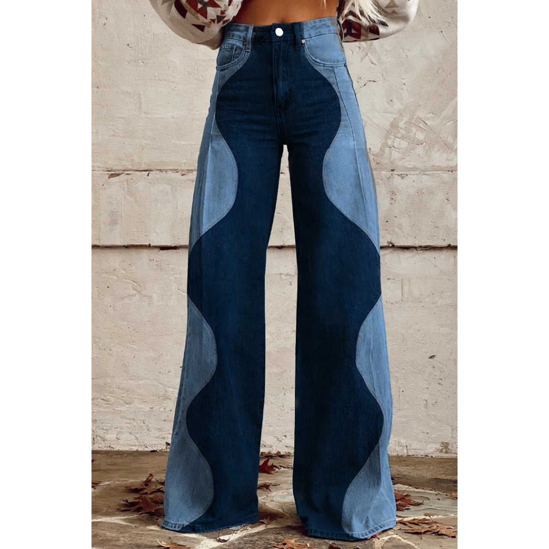 Levoire | Pantalon Large À Design Ondulé Bleue