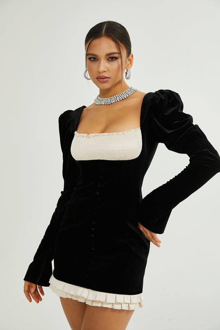 Levoire | Robe Mini Velours À Manches Longues