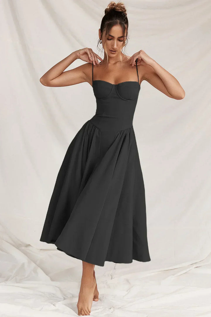 Levoire | Robe Midi Sans Manches Avec Corset