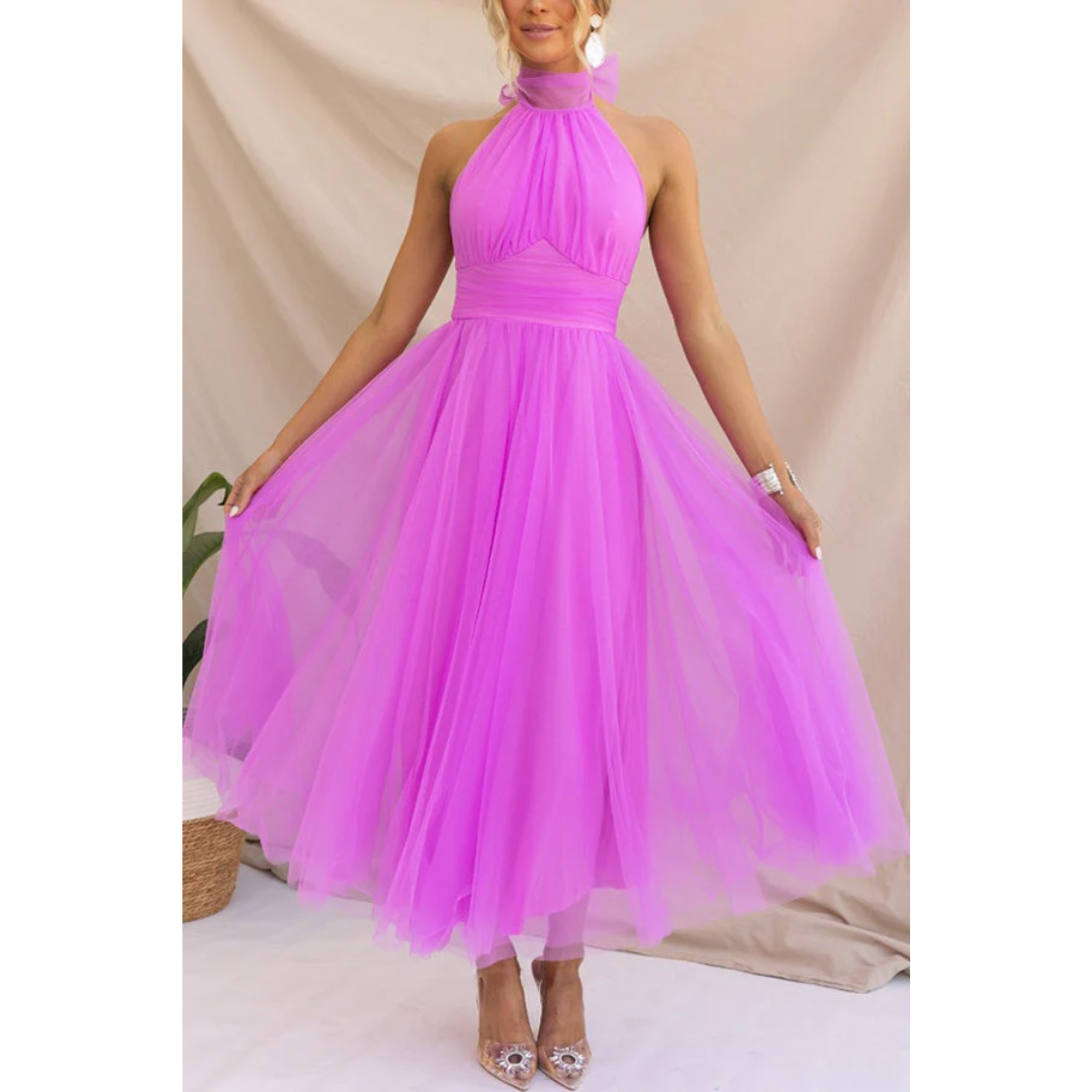 Levoire | Robe de demoiselle d'honneur midi avec dos ouvert pour femmes