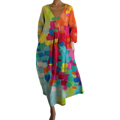 Levoire | Robe d'été multicolore à décolleté en V pour femmes