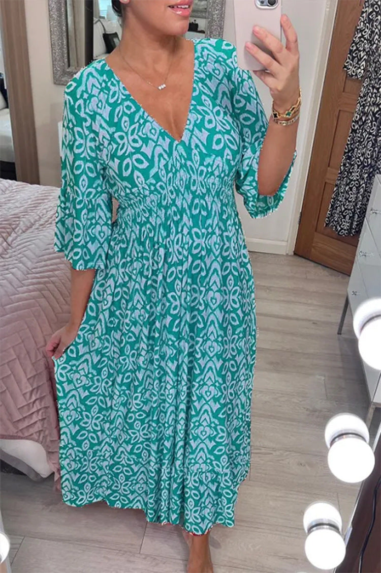 Levoire | Robe bohème avec décolleté en V Bleu