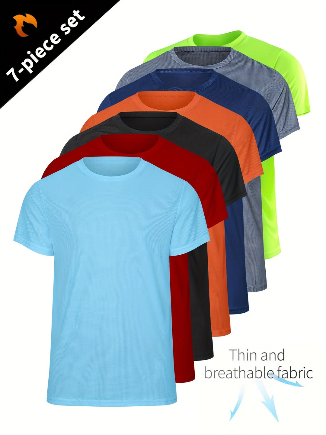 Levoire | T-Shirts À Manches Courtes Légers Et À Séchage Rapide 7-Pack de Couleurs Mélangées