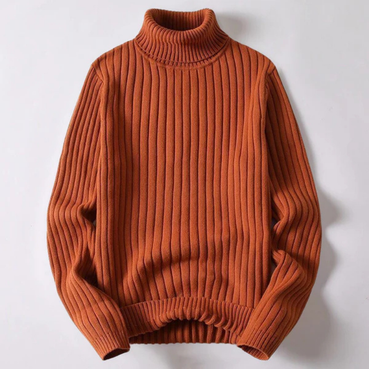 Levoire | Pull À Col Roulé Côtelé Élégant Orange