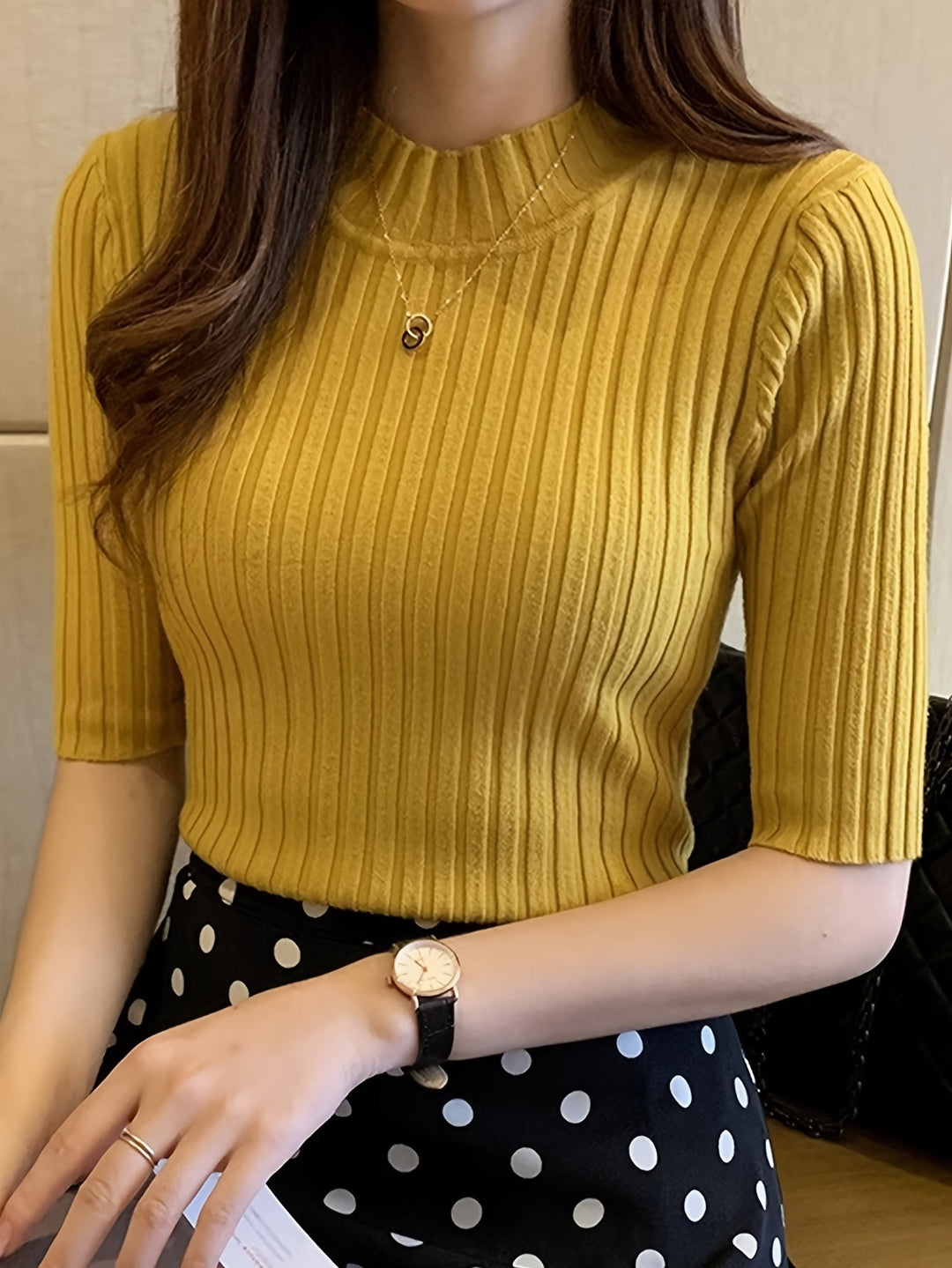 Levoire | Slim-Fit Chemisier À Manches Courtes Pour Femmes Sophie Gingembre