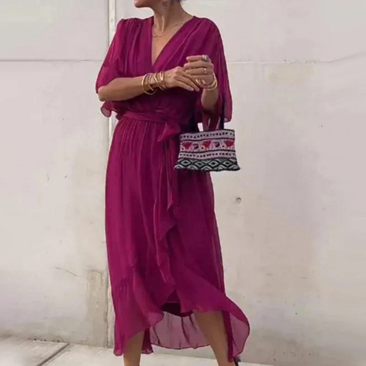Levoire | Élégante Robe Midi À Retournement Violet