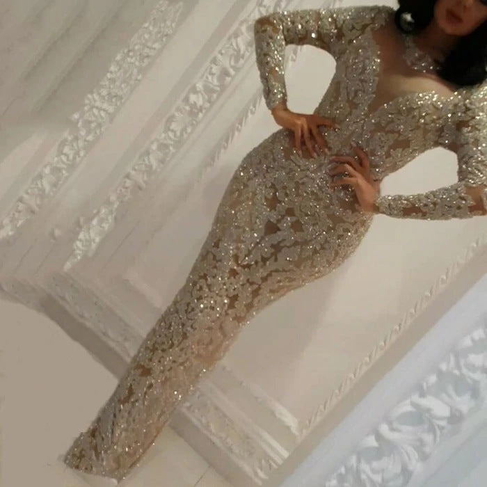Levoire | Magnifique Robe de Soirée à Manches Longues Slim Fit