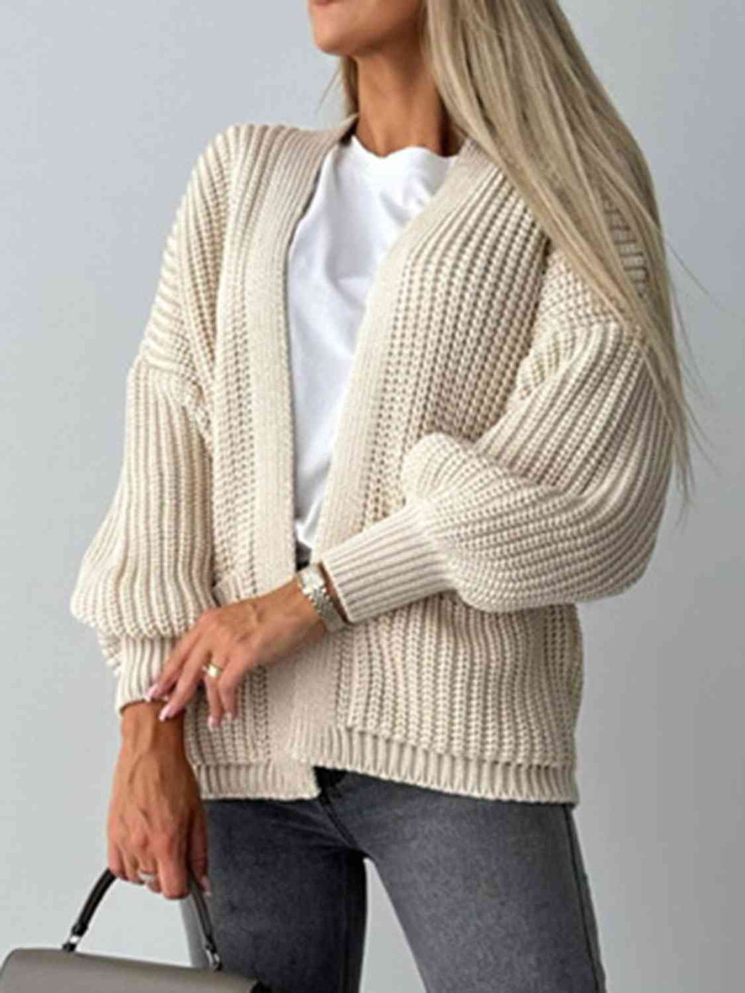 Levoire | Cardigan À Front Ouvert Avec Épaules Tombantes Pour Une Allure Décontractée Beige